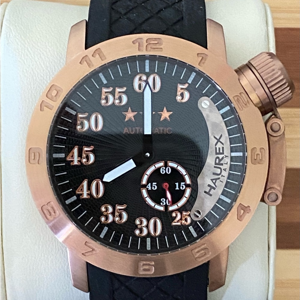 NIB Haurex Armata Automatic large screw down crown guard.